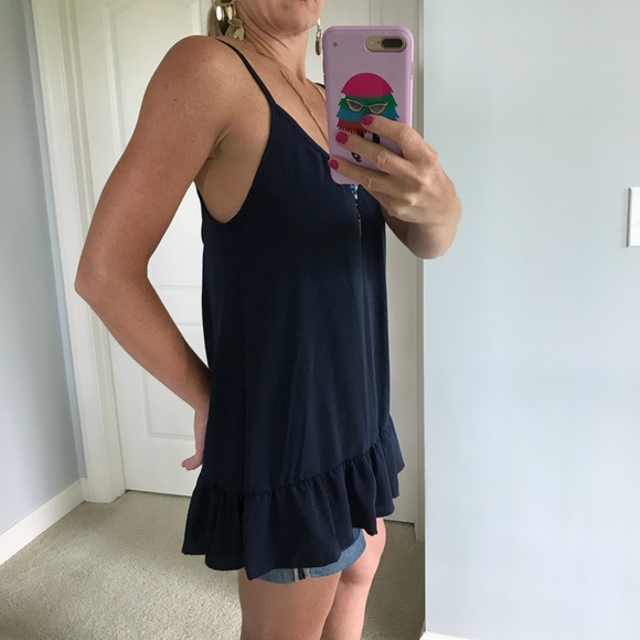Navy Tie Back Tunic Tank - Picture 4 of 8